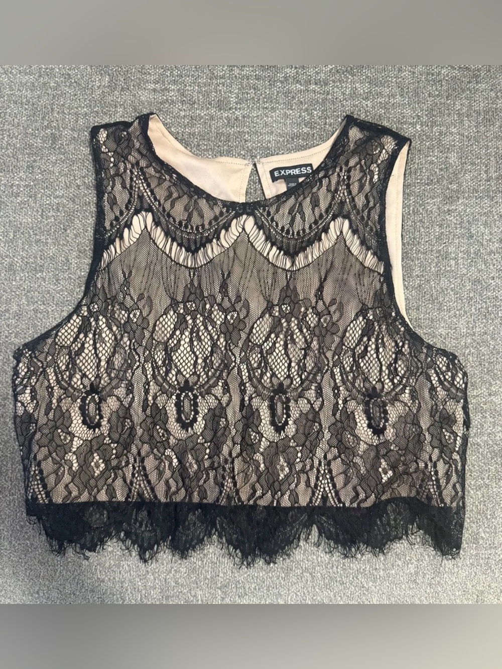 Express Black Lace Tank with Nude Lining